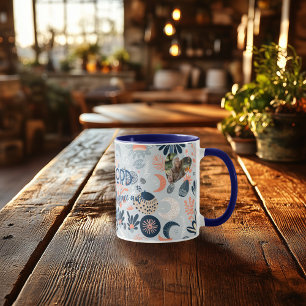 Taza personalizada Boho Chic con floral celestial