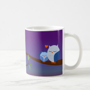 Taza personalizada búhos soñolientos azules
