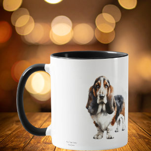Taza personalizada con arte de Basset Hound lindo