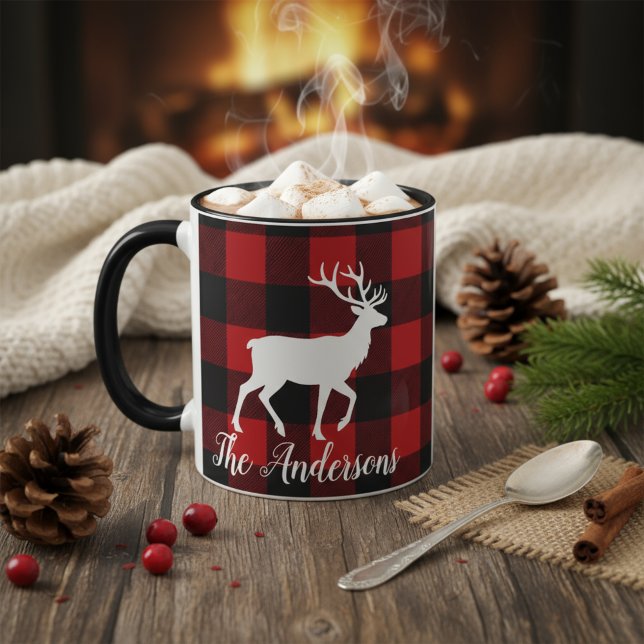 Taza personalizada con cuadros de búfalo y nombre  (Subido por el creador)