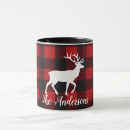 Taza personalizada con cuadros de búfalo y nombre 