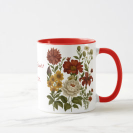 Taza personalizada con diseño floral vintage, rega