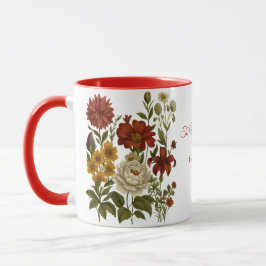 Taza personalizada con diseño floral vintage, rega