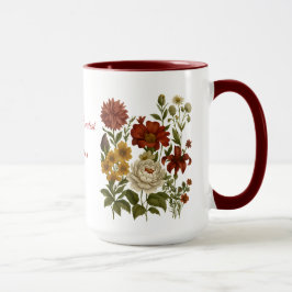 Taza personalizada con diseño floral vintage, rega