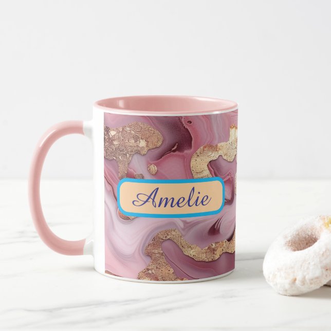 Taza personalizada con estilo de tinta de alcohol  (Con donut)