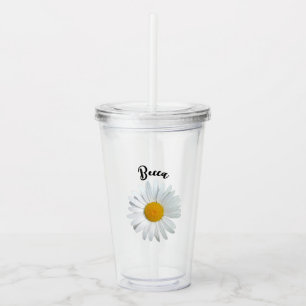 Taza personalizada con flor de margarita blanca al