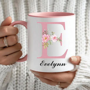 Taza Personalizada con Flores Rosadas Regalo para 