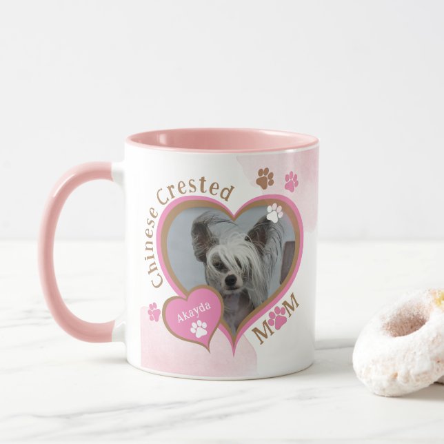 Taza personalizada con foto de mamá de perro Crest (Con donut)