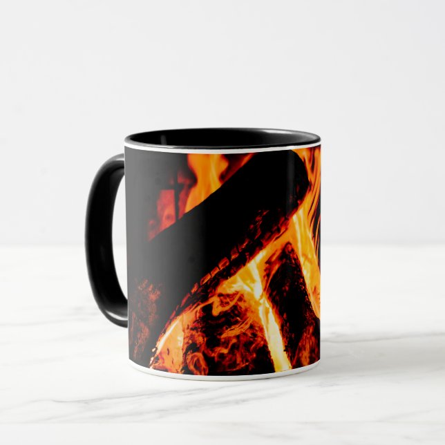 Taza personalizada con fotografía fuego chimenea (Anverso izquierdo)