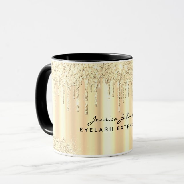 Taza personalizada con gotas de brillo dorado de N (Anverso izquierdo)