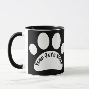 Taza personalizada con huella de pata de perro y n