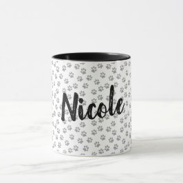 Taza Personalizada con Huella de Pata en Blanco y 