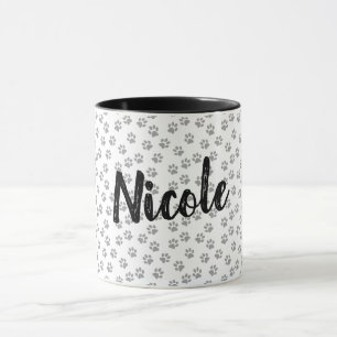 Taza Personalizada con Huella de Pata en Blanco y