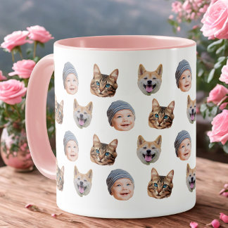 Taza personalizada con imagen de bebé y caras repe
