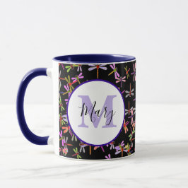 taza personalizada con libélulas coloridas