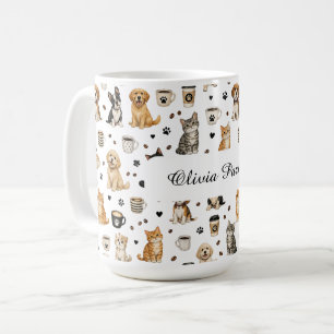 Taza Personalizada con Mascota y Patrón de Café co