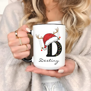 Taza Personalizada con Monograma de Navidad para A