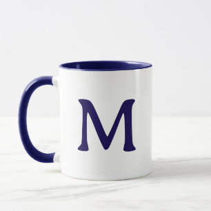 Taza personalizada con monograma moderna azul mari