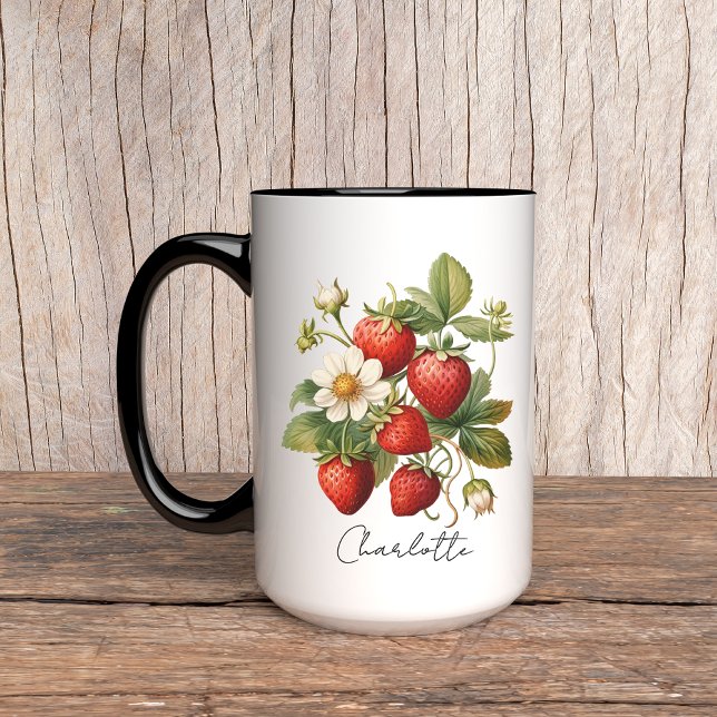 Taza personalizada con nombre de fresa, día de las (strawberry mug, custom name mug, custom gift mug, strawberry gift for her, mothers day gift, mom)