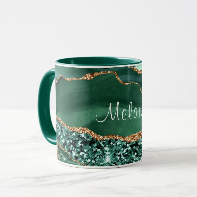 Taza personalizada con nombre de mármol con brillo (Anverso izquierdo)