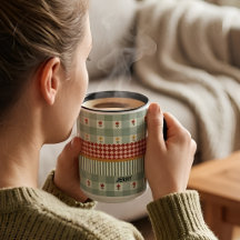 Taza personalizada con nombre floral en verde salv