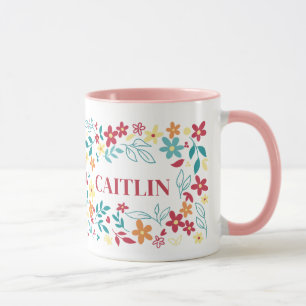 Taza Personalizada con Nombre y Diseño Floral –