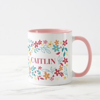 Taza Personalizada con Nombre y Diseño Floral – 