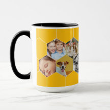 Taza personalizada con panal de abeja y foto de fa