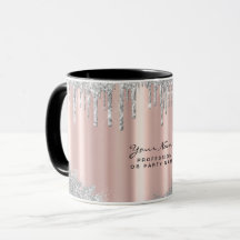 Taza personalizada con purpurina de rosa dorada de