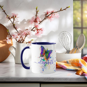Taza personalizada con salpicaduras de mariposas