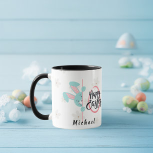 Taza Personalizada Conejo Azul de Pascua