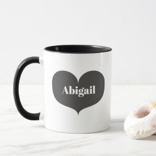 Taza personalizada corazón gris grande