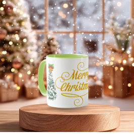 Taza personalizada de acuarela del árbol de Navida