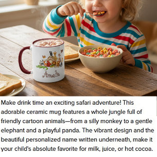 Taza personalizada de animales para niños