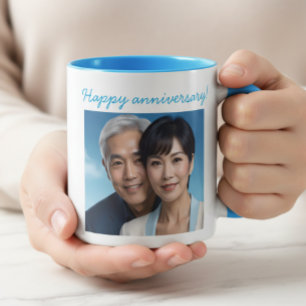 Taza personalizada de aniversario de boda con foto