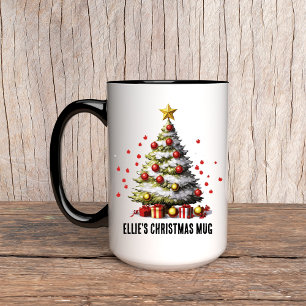 Taza personalizada de árbol de Navidad para mujere