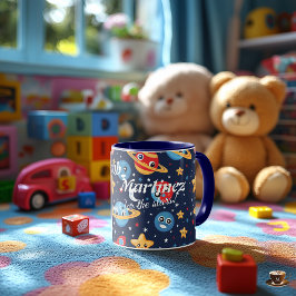 Taza personalizada de aventura espacial Kawaii par