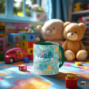 Taza personalizada de aventura submarina Kawaii pa