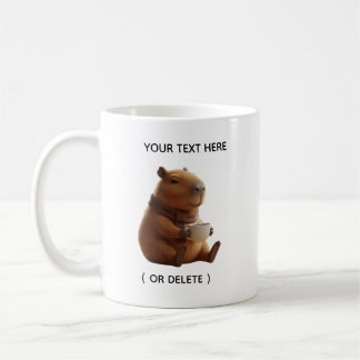 Taza Personalizada de Capibara Lindo Bebiendo Café