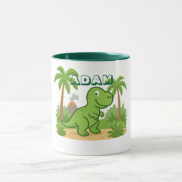 Taza personalizada de dinosaurio de la selva para