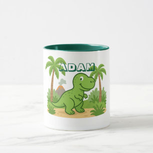 Taza personalizada de dinosaurio de la selva para