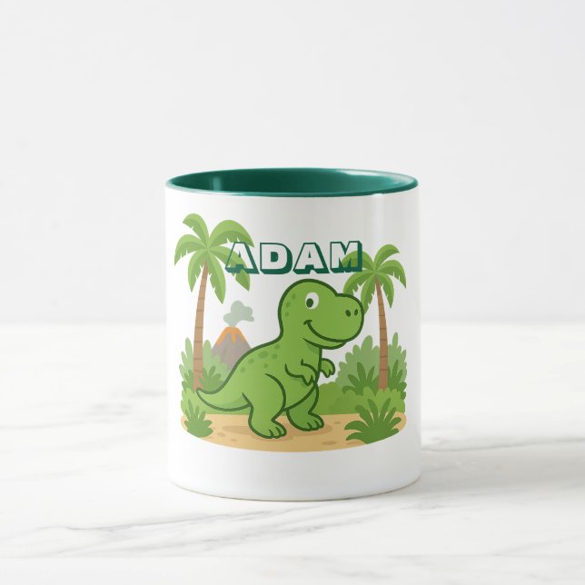 Taza personalizada de dinosaurio de la selva para  (Centro)