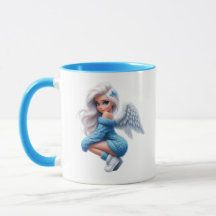 Taza personalizada de dos tonos de ángel azul lind