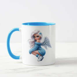 Taza personalizada de dos tonos de ángel azul lind