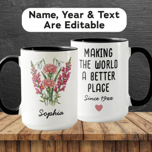 Taza personalizada de flor de nacimiento de enero 