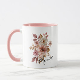 Taza personalizada de flores en acuarela