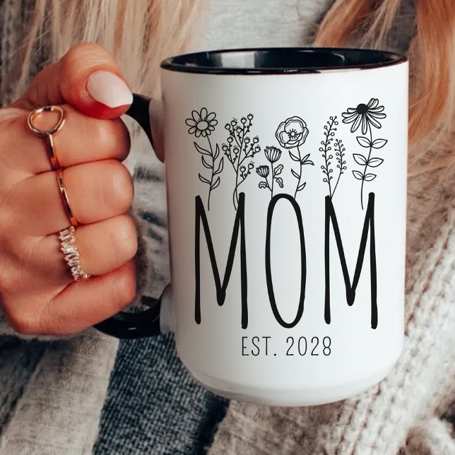 Taza personalizada de flores para mamá, regalo de  (mother’s day mug, birthday gift for mom, christmas gift for mom, custom mug for mom,)