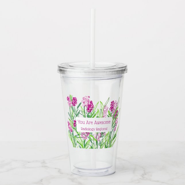 Taza personalizada de flores rosadas "Eres increíb (Anverso)