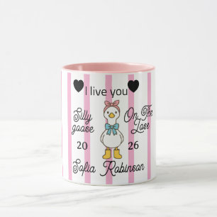 Taza Personalizada de Ganso Tonto con Raya Rosa