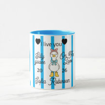 Taza Personalizada de Ganso Tonto con Raya Rosa